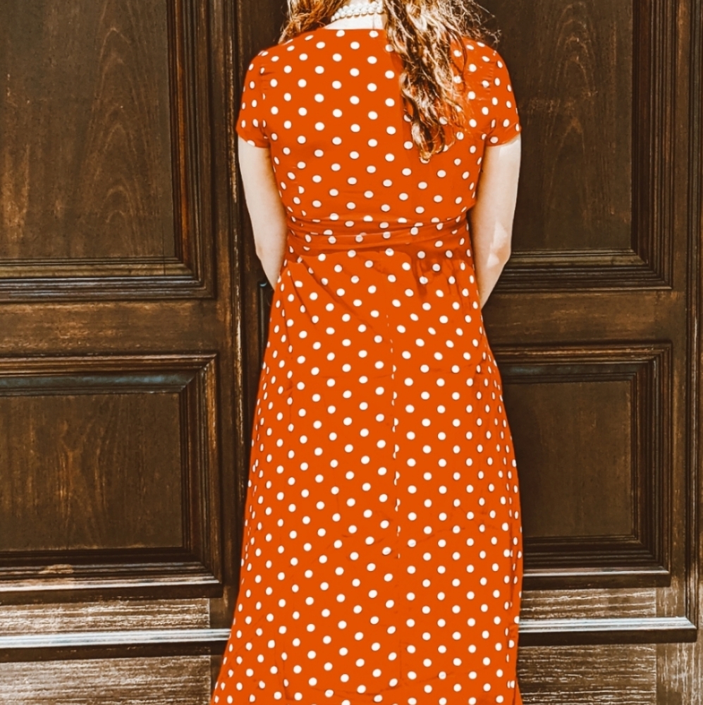 NWT Bohemian Polka Dot Maxi Split Dress S:S-Med - Picture 10 of 14